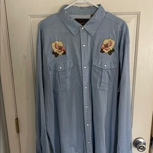 Howler Brothers Light Blue Floral Embroidered Shirt